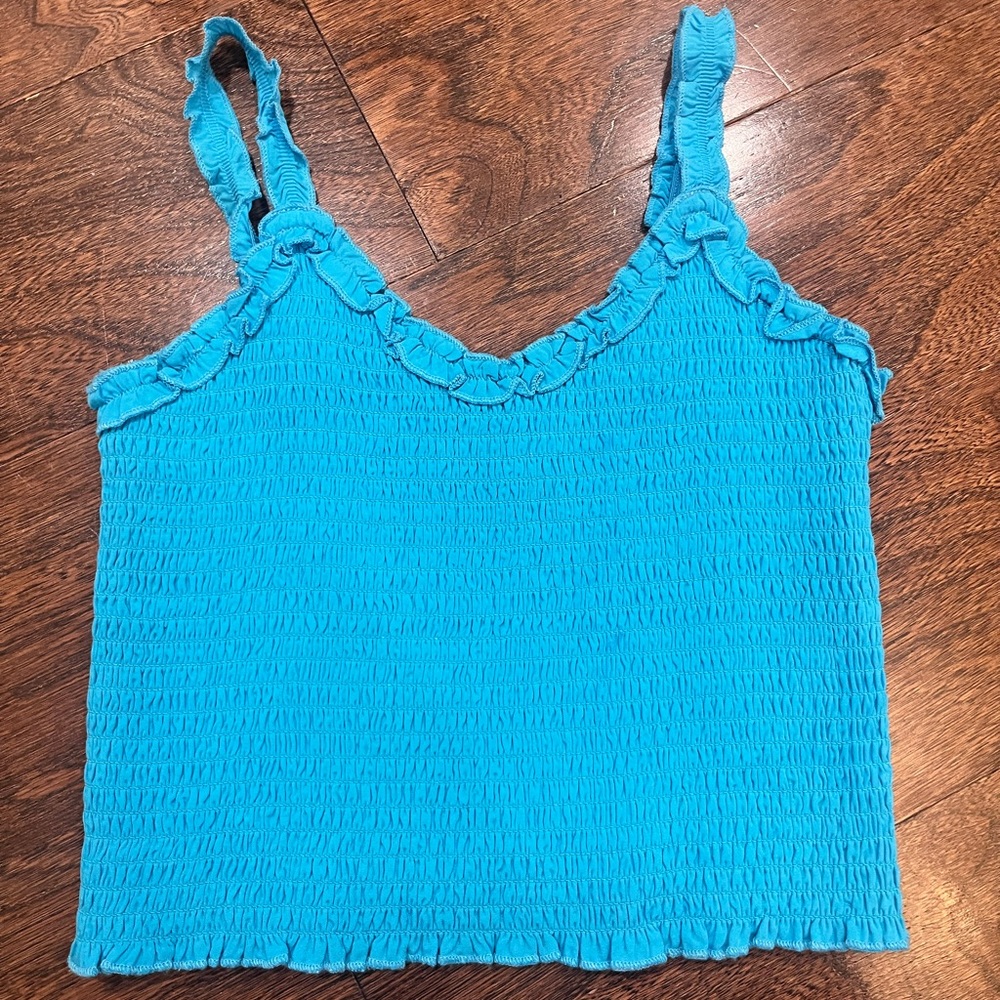 Katie J NYC Ruched ruffle tank top